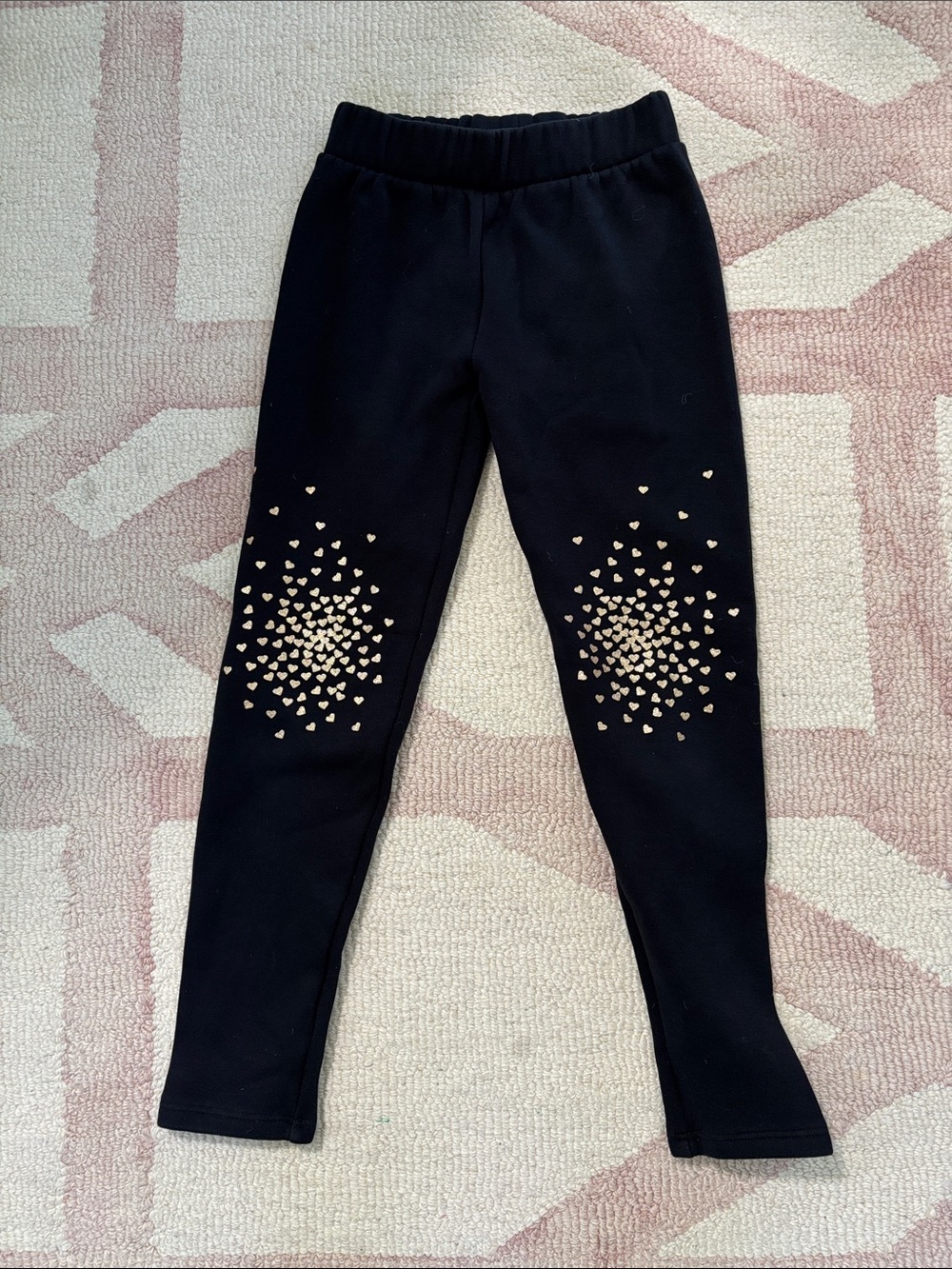 GAP Black Leggings with Gold Heart Knee Accents